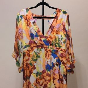 Maeve Anthro silk Watercolor floral dress
